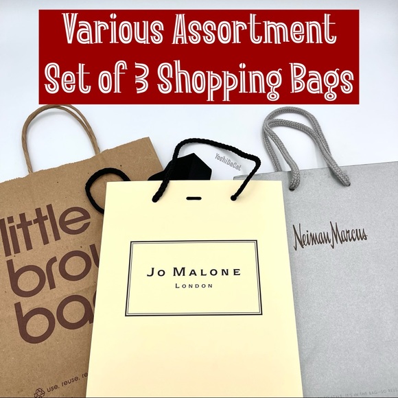 Jo Malone Handbags - ✨Bloomingdale’s, Jo Malone, Neiman Marcus Paper Shopping Tote Retail Bags Set